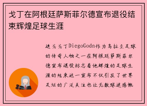 戈丁在阿根廷萨斯菲尔德宣布退役结束辉煌足球生涯